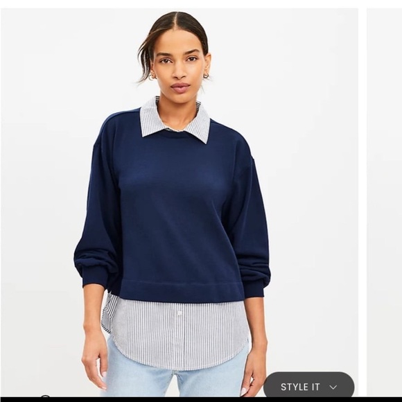 Anthropologie Maeve Layered Oversized Twofer Sweatshirt sm - Picture 6 of 7